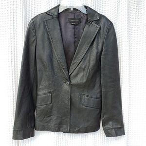BCBG black genuine leather blazer size 2